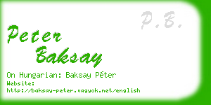 peter baksay business card